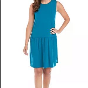 Eileen Fisher Drop Waist Teal Shift Dress Size XS